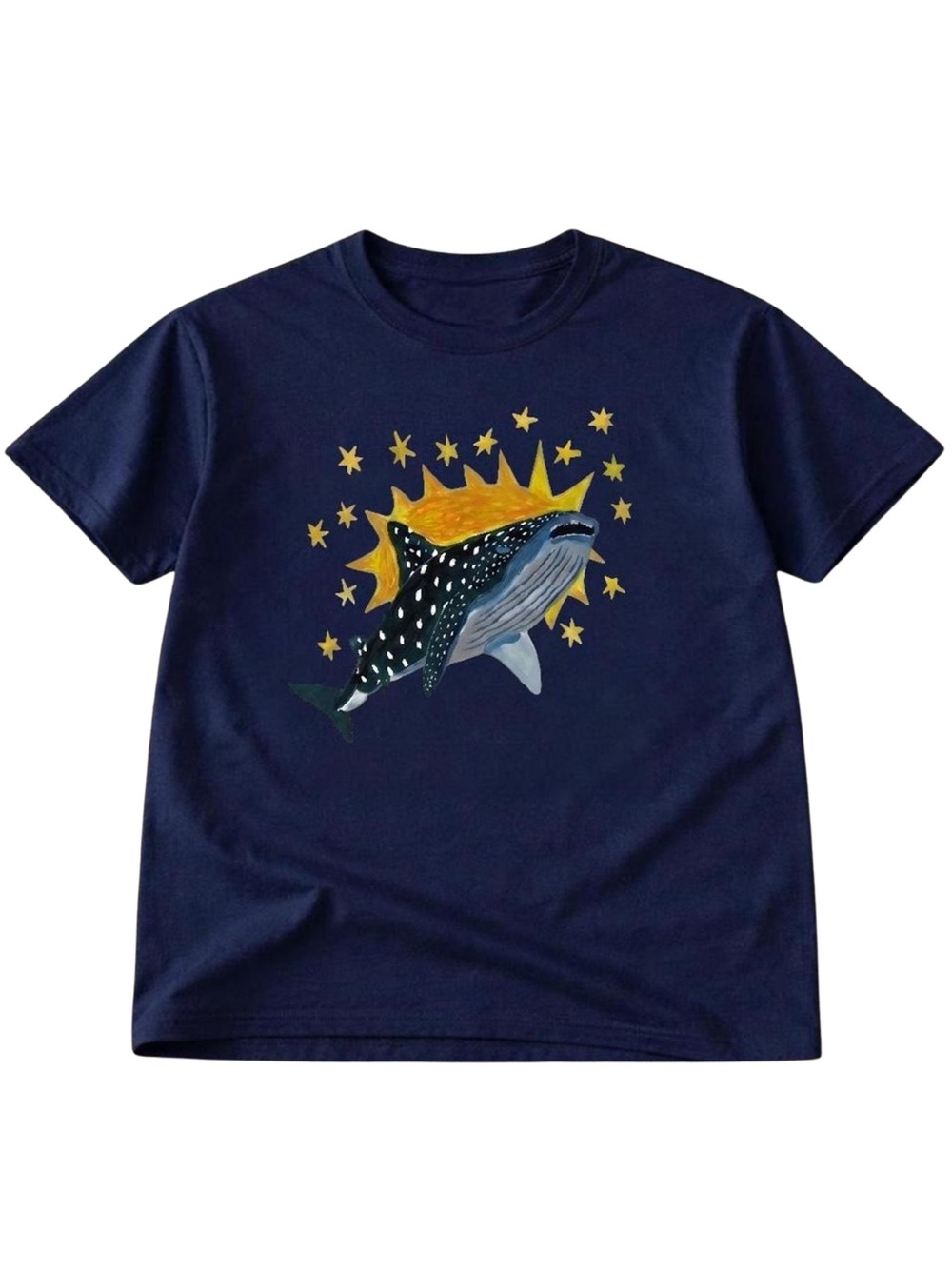 Gildan Navy Whale Sun T-Shirt